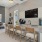 a community kitchen with a marble counter top
