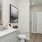 a bathroom with a white countertop